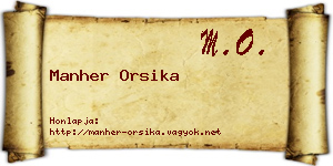 Manher Orsika névjegykártya